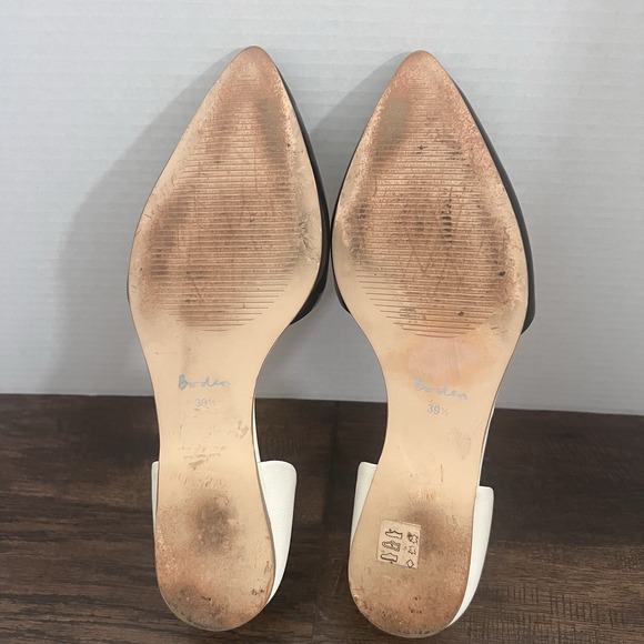 Boden Cleo D'orsay Flats 39.5 8.5 9 Blue Tan Patent Leather Shoes Classic Office - Picture 10 of 11
